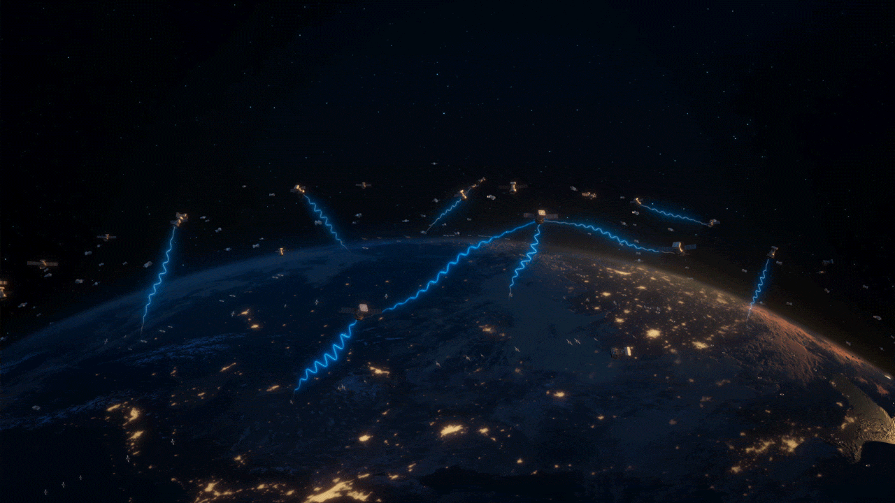 An artist's illustration of a near-Earth satellite relay network. Artist credit: NASA/Chase Leidy