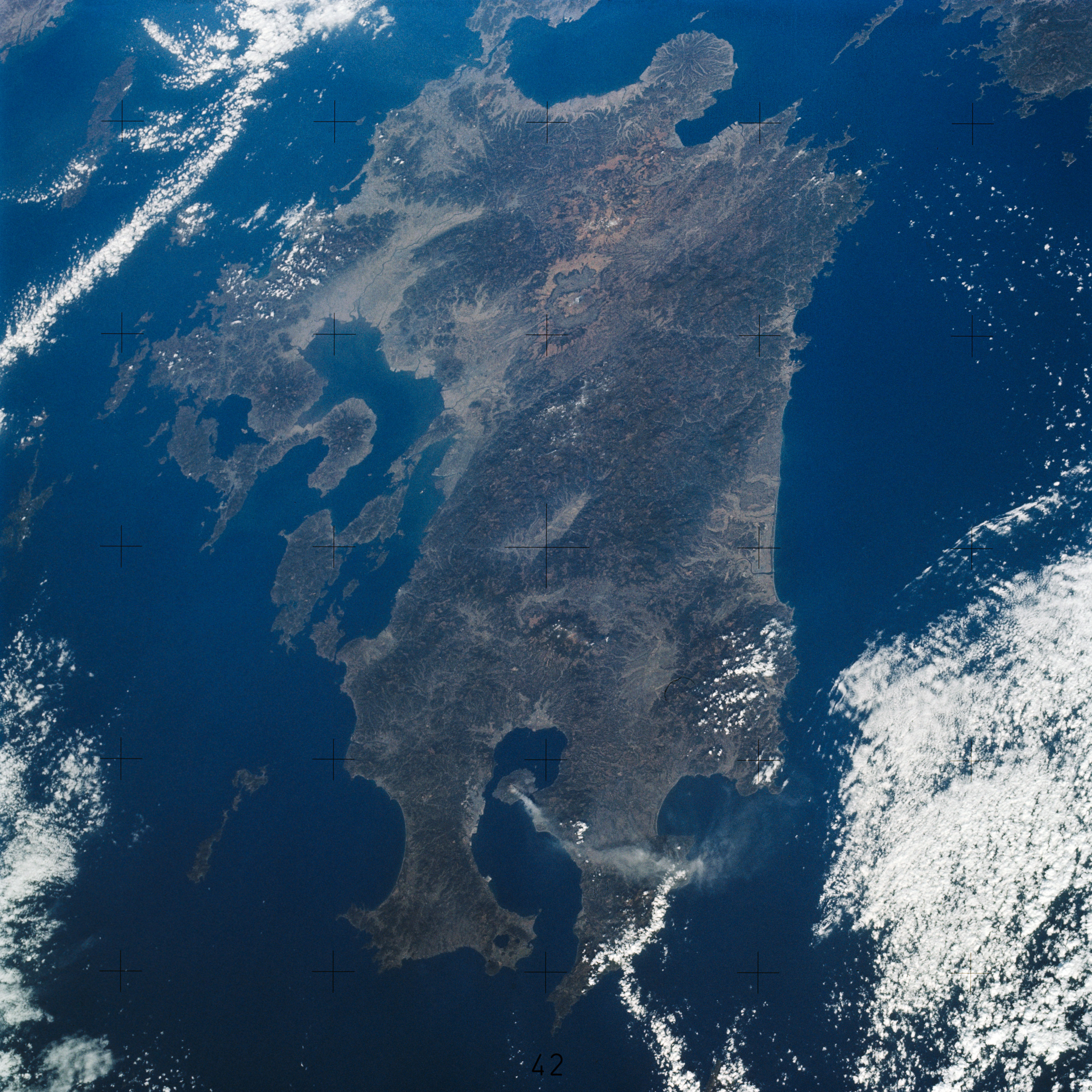 Skylab 4 astronaut photography of the Japanese island of Kyushu