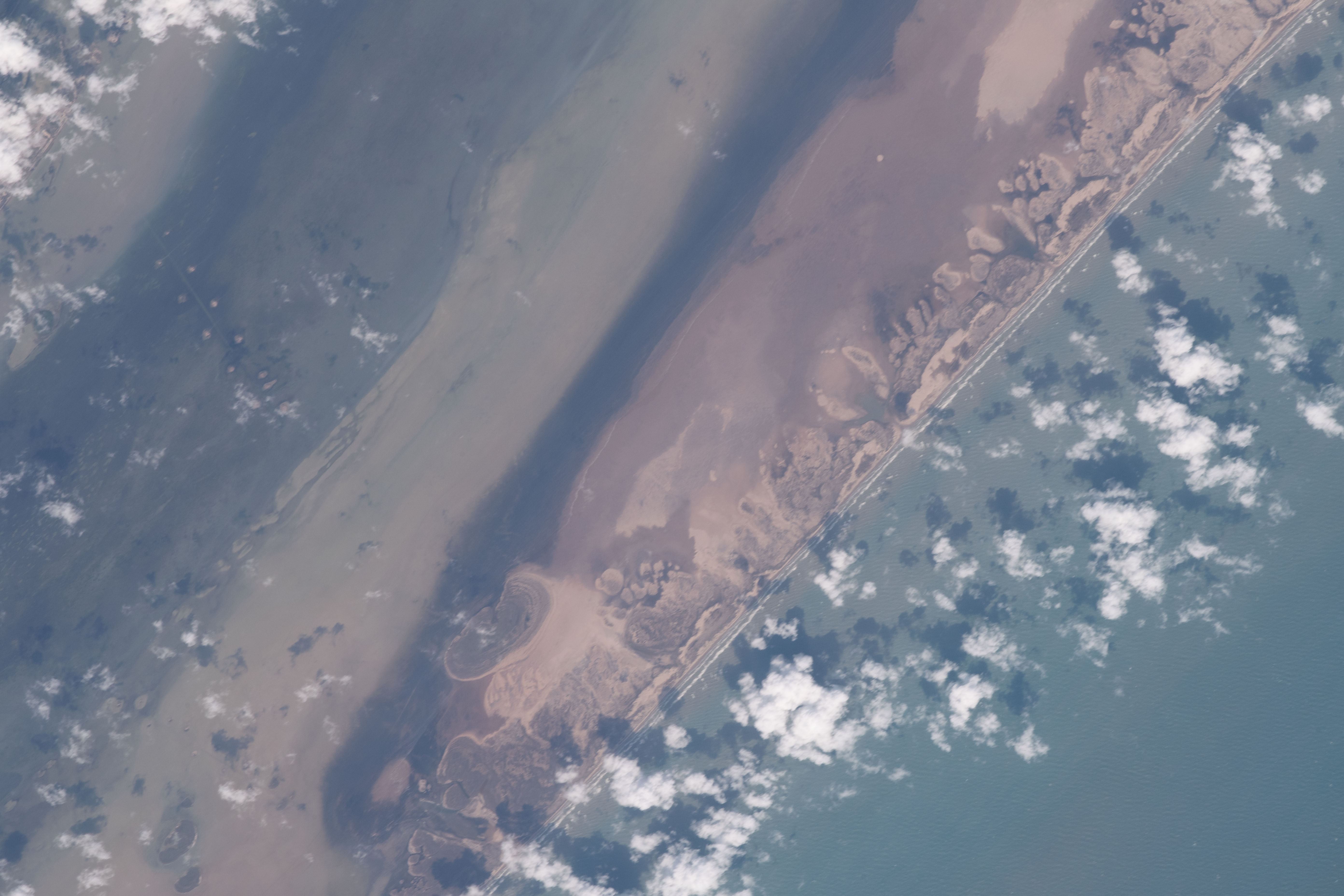 The International Space Station was orbiting over Texas and into Mexico when this photograph was taken of South Padre Island, part of the Lower Rio Grande Valley National Wildlife Refuge.