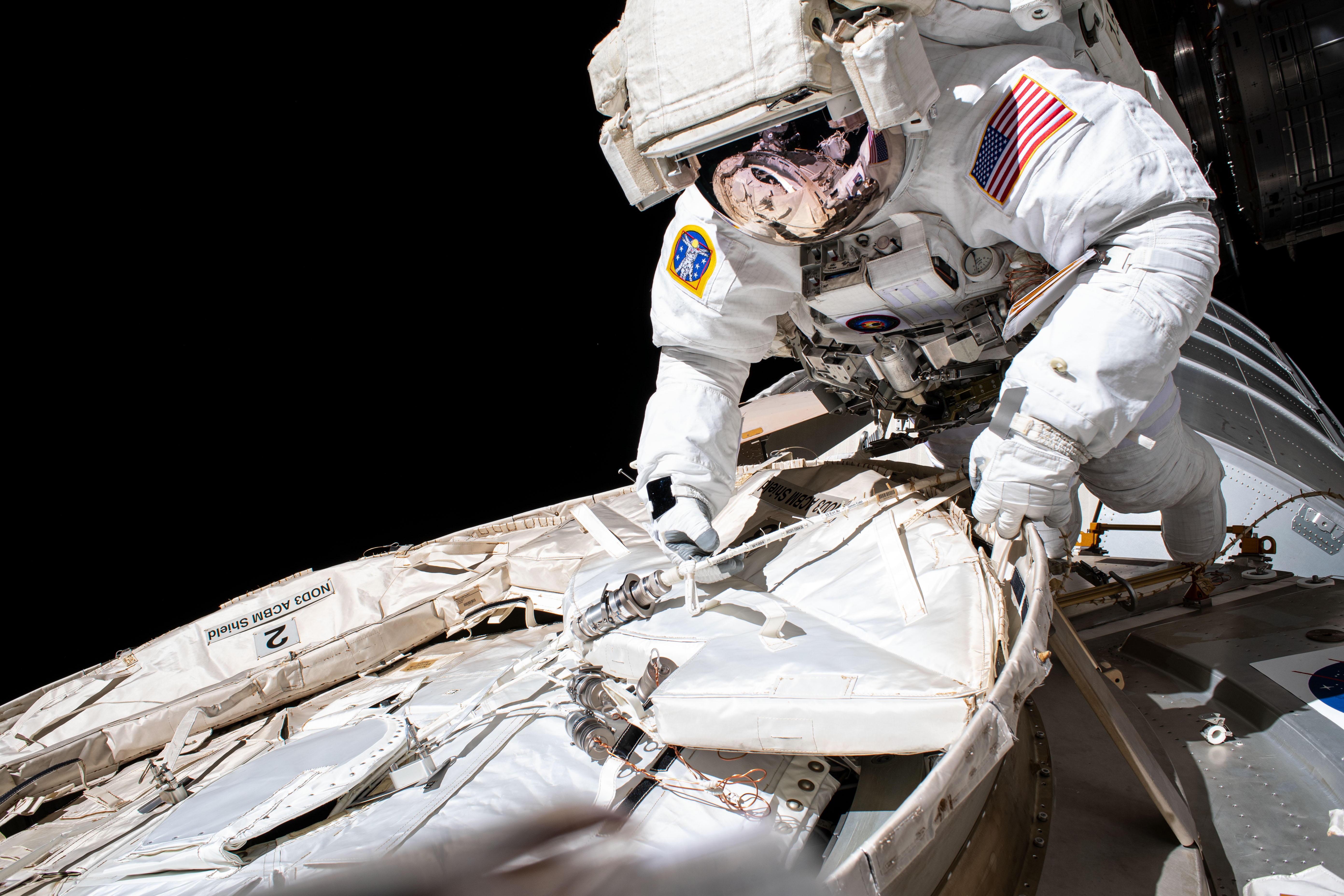 NASA astronaut and Expedition 63 Commander Chris Cassidy conducts a spacewalk to set up the Tranquility module for the future installation of a NanoRacks airlock that will enable public and commercial research on the outside of the International Space Station. Cassidy has completed 10 spacewalks throughout his career for a total of 54 hours and 51 minutes spacewalking time.