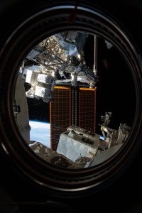 Expedition 59 Flight Engineers Anne McClain of NASA and David Saint-Jacques of the Canadian Space Agency are seen while working outside the International Space Station. In a six and a half hour spacewalk, McClain and Saint-Jacques successfully established a redundant path of power to the Canadian-built robotic arm, known as Canadarm2, and installed cables to provide for more expansive wireless communications coverage outside the orbital complex, as well as for enhanced hardwired computer network capability. The duo also relocated an adapter plate from the first spacewalk in preparation for future battery upgrade operations.