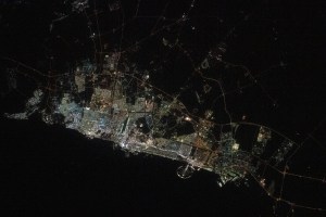 iss068e026591 (Dec. 4, 2022) --- The city lights of Dubai, United Arab Emirates, on the coast of the Persian Gulf are pictured from the International Space Station as it orbited 258 miles above.