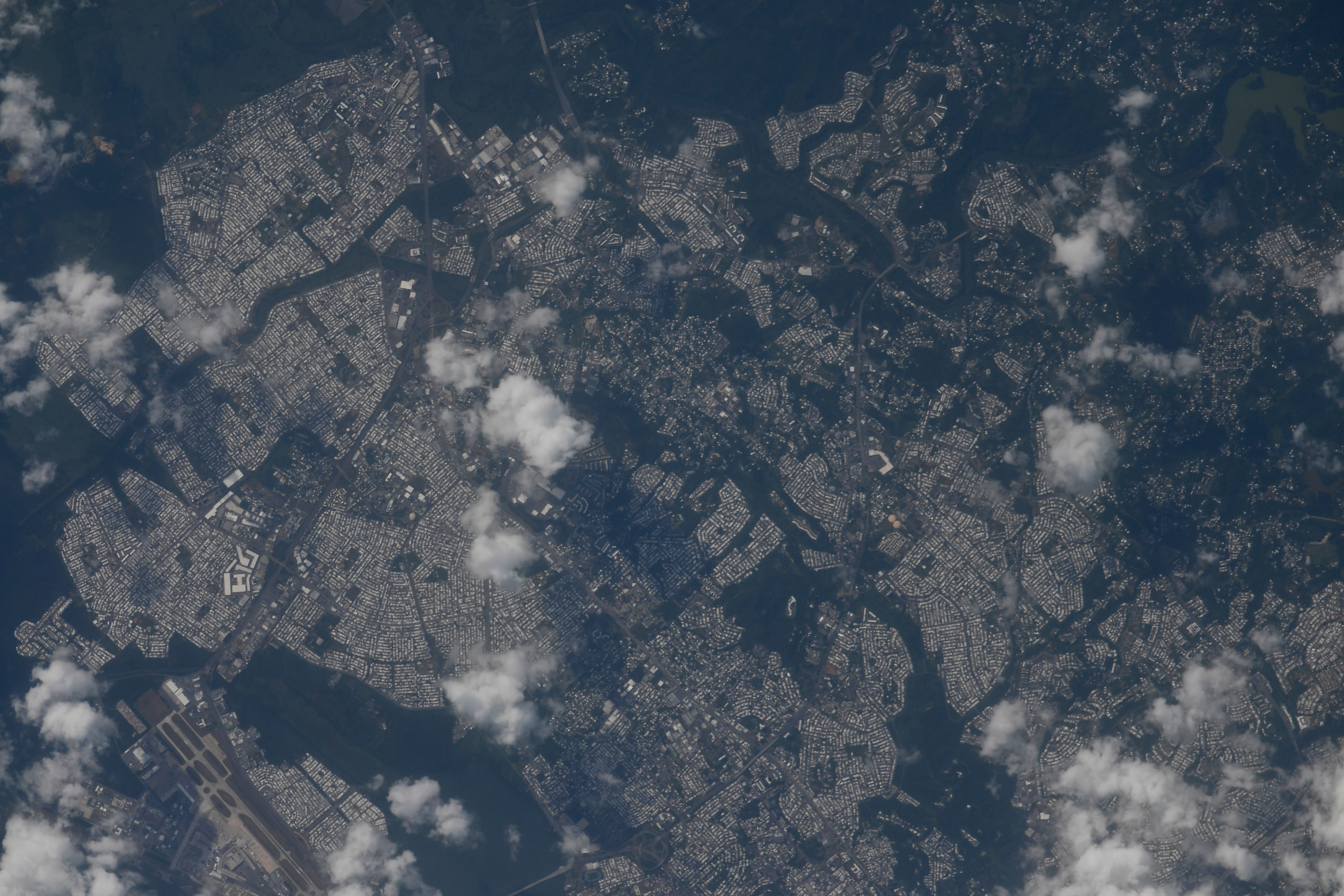 The city of San Juan, Puerto Rico, and surrounding municipalities are pictured from the International Space Station as it orbited off the Atlantic coast of the U.S. territory. Credit: Roscosmos