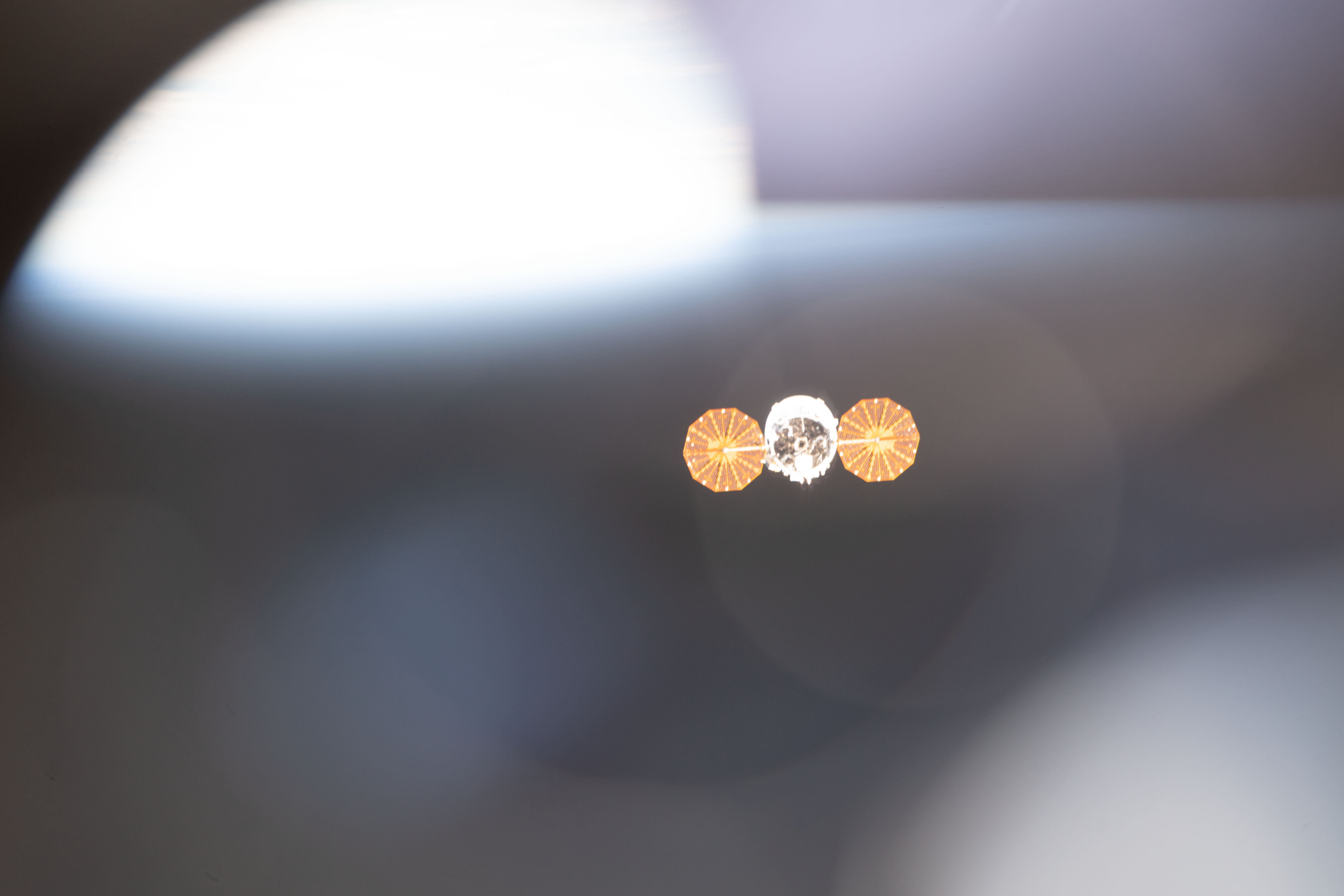 The Cygnus space freighter from Northrop Grumman begins its separation from the International Space Station following its release from the Canadarm2 robotic arm.