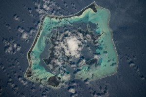 The French Polynesian island of Bora Bora, surrounded by the Bora Main Motu Reef, is pictured as the International Space Station orbited 257 miles above the South Pacific Ocean.