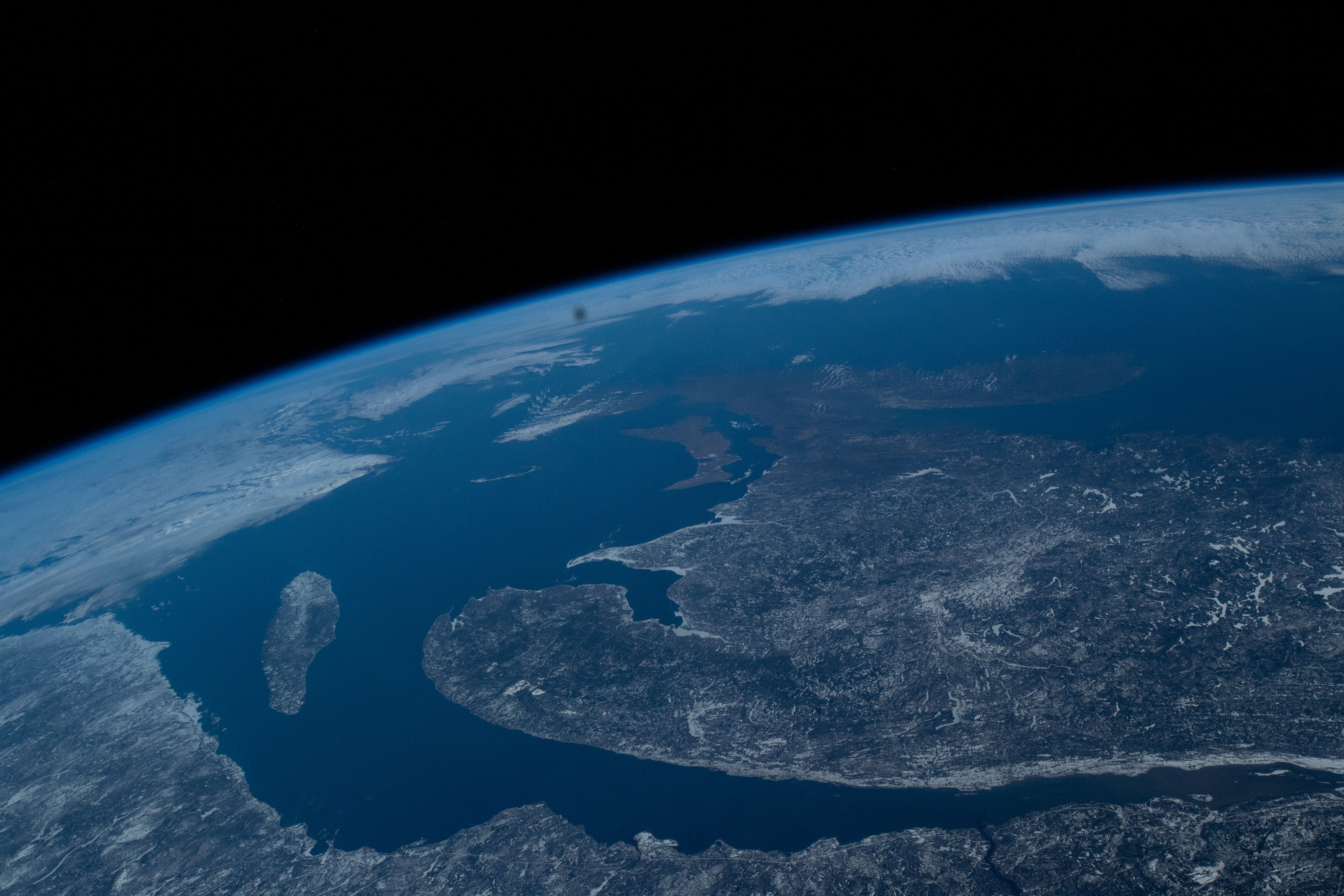 The International Space Station was 258 miles above Canada when an Expedition 59 crewmember photographed the Gulf of St. Lawrence and portions of Quebec, New Brunswick and Prince Edward Island.