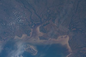 The Nottaway River empties into the southern tip of James Bay in the Canadian province of Quebec. The International Space Station was orbiting 252 miles above North America and 189 miles south of James Bay at the time this photograph was taken.
