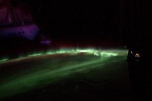 The aurora australis, also known as the "southern lights," is pictured as the International Space Station orbited 264 miles above the Indian Ocean south of the Australian island state of Tasmania.