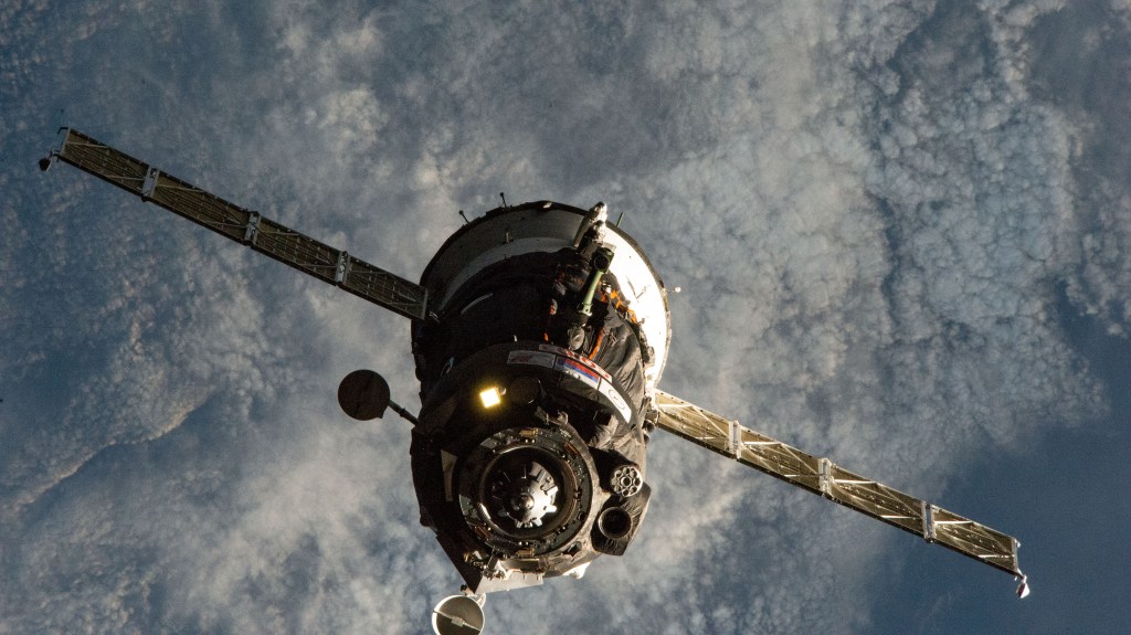 The Soyuz MS-12 spacecraft that launched three new Expedition 59-60 crew members to the International Space Station is pictured approaching its docking port on the Rassvet module. Cosmonaut Alexey Ovchinin from Roscosmos commanded the Soyuz crew ship flanked by NASA astronauts Nick Hague and Christina Koch during the five-hour, 47-minute trip that began at the Baikonur Cosmodrome in Kazakhstan.