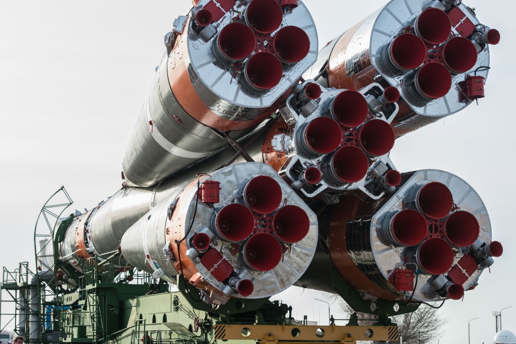 At the Baikonur Cosmodrome in Kazakhstan, the Soyuz MS-16 spacecraft and its booster are transported from the integration building to the Site 31 launch pad April 6 for final preparations for launch. Expedition 63 crewmembers Chris Cassidy of NASA and Anatoly Ivanishin and Ivan Vagner of Roscosmos are set to launch aboard the Soyuz MS-16 April 9 for a six-and-a-half month mission on the International Space Station.