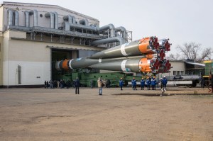 At the Baikonur Cosmodrome in Kazakhstan, the Soyuz MS-16 spacecraft and its booster are transported from the integration building to the Site 31 launch pad April 6 for final preparations for launch. Expedition 63 crewmembers Chris Cassidy of NASA and Anatoly Ivanishin and Ivan Vagner of Roscosmos are set to launch aboard the Soyuz MS-16 April 9 for a six-and-a-half month mission on the International Space Station.
