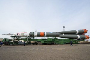 At the Baikonur Cosmodrome in Kazakhstan, the Soyuz MS-16 spacecraft and its booster are transported from the integration building to the Site 31 launch pad April 6 for final preparations for launch. Expedition 63 crewmembers Chris Cassidy of NASA and Anatoly Ivanishin and Ivan Vagner of Roscosmos are set to launch aboard the Soyuz MS-16 April 9 for a six-and-a-half month mission on the International Space Station.