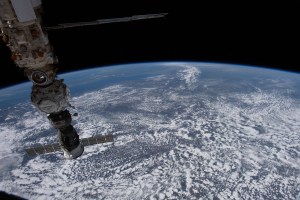 At bottom right, is the Soyuz MS-21 crew ship docked to the Prichal module, which is itself docked to the Nauka multipurpose laboratory module attached to the Russian segment of the International Space Station. The orbiting lab was flying 261 miles above Romania at the time this photograph was taken.