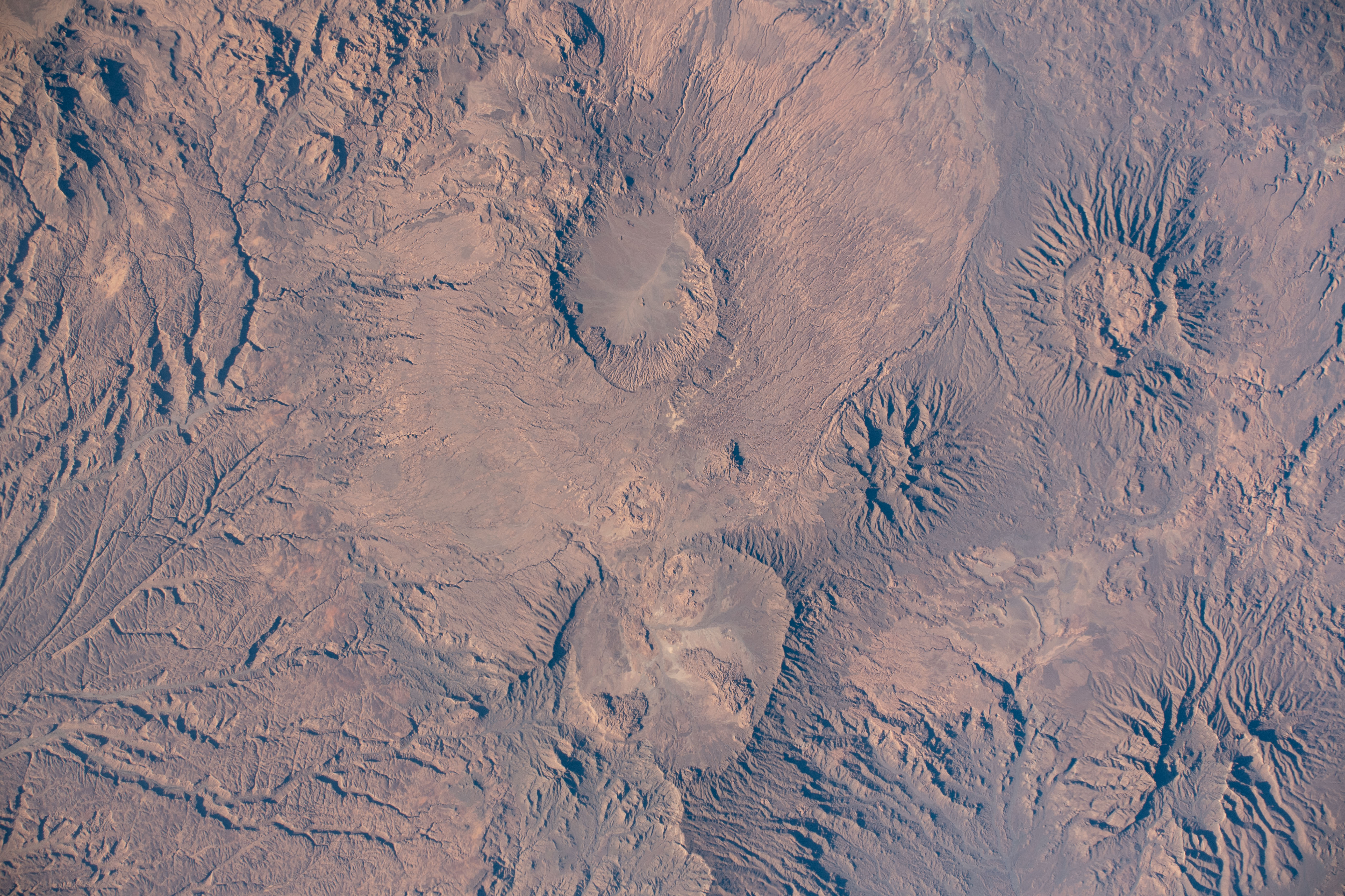 The Tibesti Mountains in the African nation of Chad are pictured as the International Space Station orbited 259 miles above the central Sahara.