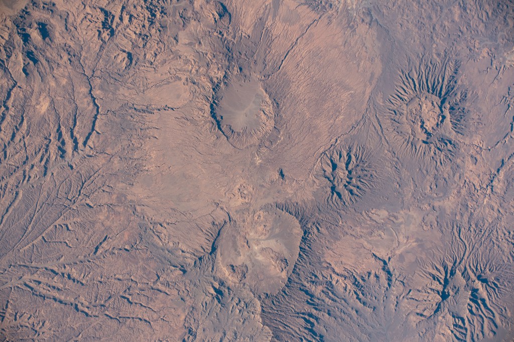 The Tibesti Mountains in the African nation of Chad are pictured as the International Space Station orbited 259 miles above the central Sahara.