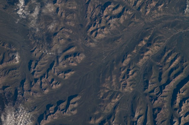 The Tibetan Plateau in the eastern portion of China's Qinghai province is pictured from the International Space Station as it orbited 260 miles above the Asian continent.