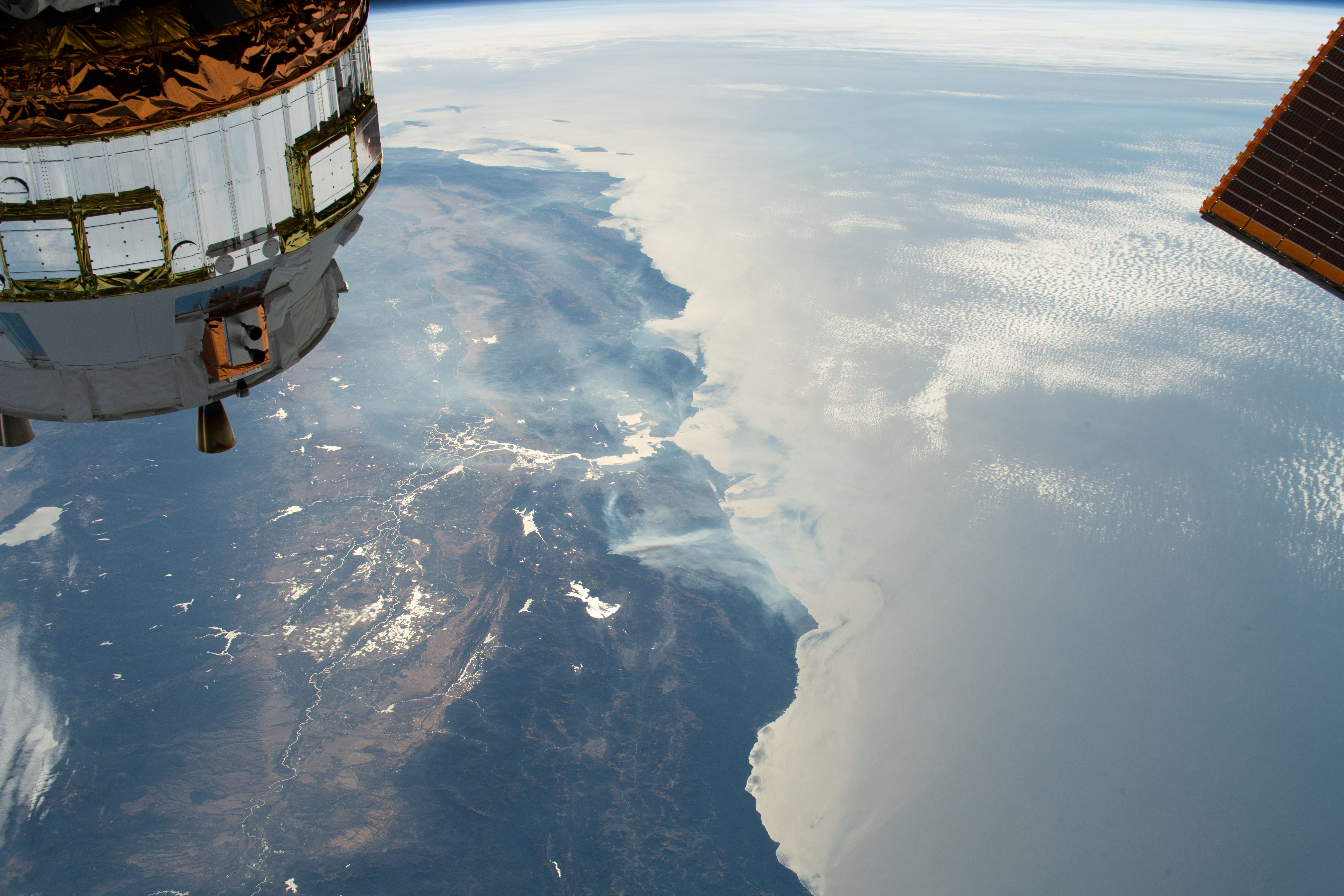 The wildfires in California north of the San Francisco Bay Area were photographed by Expedition 61 crewmember as the International Space Station orbited 254 miles above the Golden State.