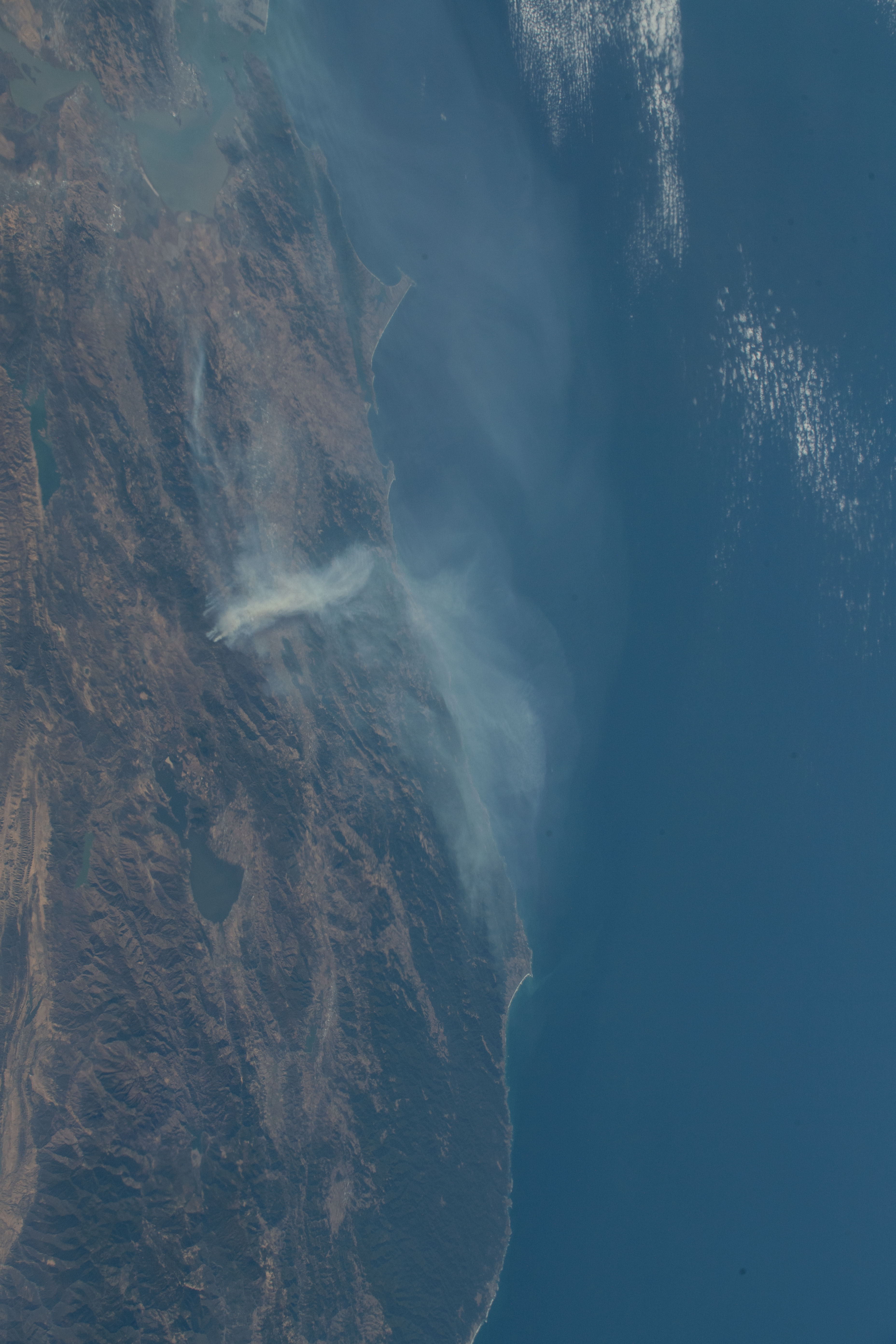The wildfires in California north of the San Francisco Bay Area were photographed by Expedition 61 crewmember as the International Space Station orbited 254 miles above the Golden State.