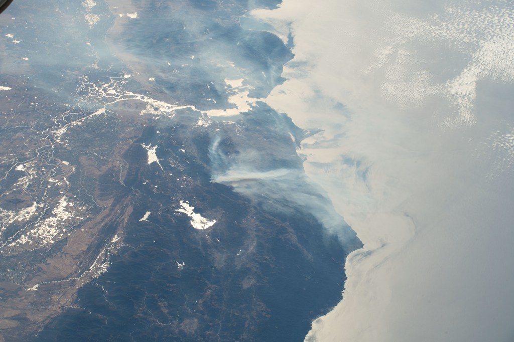 The wildfires in California north of the San Francisco Bay Area were photographed by Expedition 61 crewmember as the International Space Station orbited 254 miles above the Golden State.