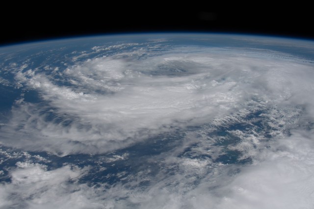 Tropical Storm Cristobal is pictured from the International Space Station as it was nearing southeastern Louisiana. The orbiting lab was just off the coast of West Palm Beach, Florida, when this photograph was taken.