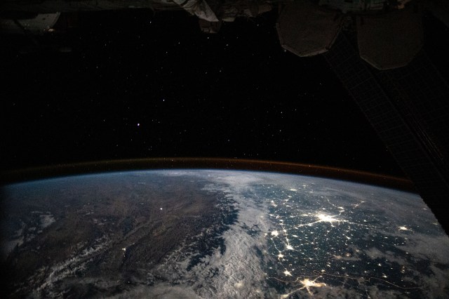 The International Space Station was orbiting above Afghanistan during an orbital night period when an Expedition 63 crew member photographed the well-lit, highly populated areas of Pakistan and northern India.