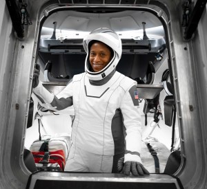 NASA astronaut and SpaceX Crew-8 mission specialist Jeanette Epps is pictured in her pressure suit during a crew equipment integration test at SpaceX headquarters in Hawthorne, California. Credit: SpaceX
