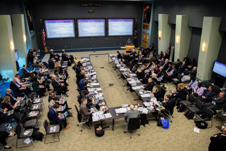 Mission managers with NASA, SpaceX, and international partners gather on Sunday, Feb. 25, 2024, at the agency’s Kennedy Space Center in Florida to complete a Flight Readiness Review for NASA’s SpaceX Crew-8 mission as part of the agency’s Commercial Crew Program.