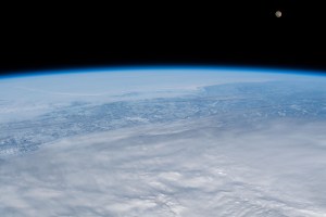 iss062e137195 (April 6, 2020) --- A waxing gibbous Moon is pictured from the International Space Station as it orbited above North America.