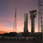 A United Launch Alliance Atlas V rocket, topped by the Boeing CST-100 Starliner spacecraft, stand on Space Launch Complex 41.