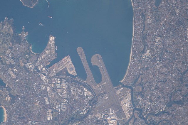 Botany Bay and Sydney Airport are pictured in the southeast coast of the Australian state of New South Wales.