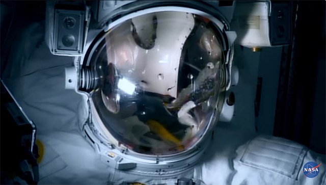 An astronaut in a spacesuit in space