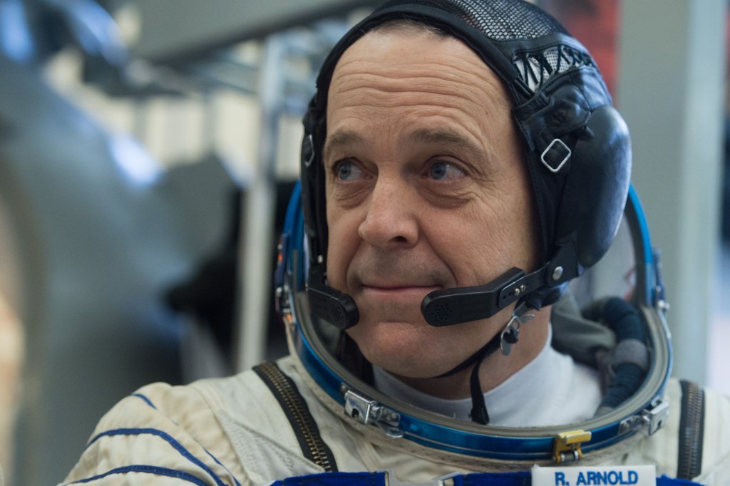 At the Gagarin Cosmonaut Training Center in Star City, Russia, Expedition 55 crew member Ricky Arnold of NASA listens to a reporter’s question Feb. 21 during the final day of crew qualification exams. Arnold, Drew Feustel of NASA and Oleg Artemyev of Roscosmos will launch March 21 from the Baikonur Cosmodrome in Kazakhstan on the Soyuz MS-08 spacecraft for a five-month mission on the International Space Station.