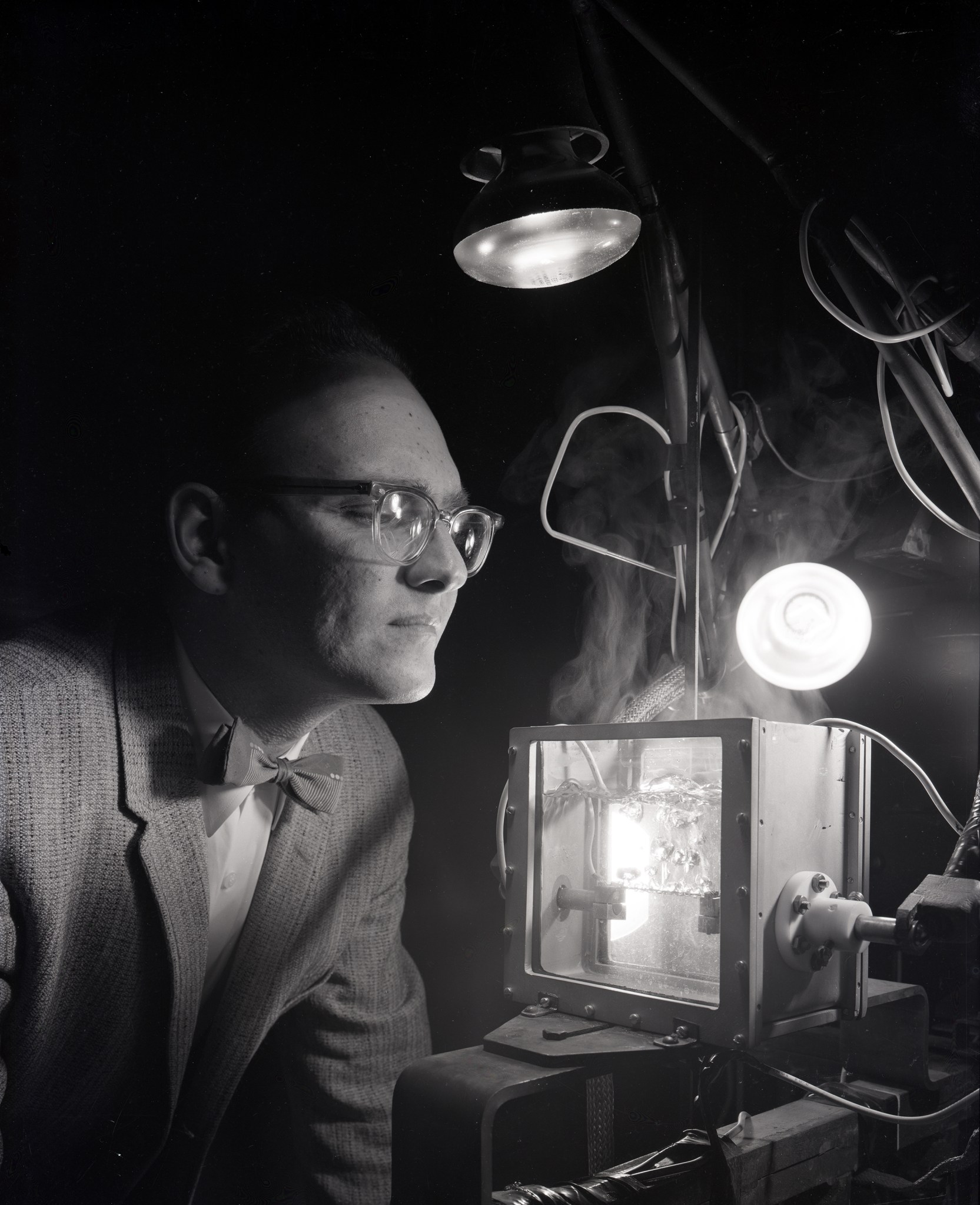 Man inspecting test equipment.