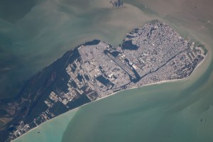Ciudad del Carmen, a city in the Mexican state of Campeche on the coast of the Gulf of Mexico that has grown from a fishing village to a petroleum and tourism-based economy, is pictured from the International Space Station as it orbited 260 miles above.