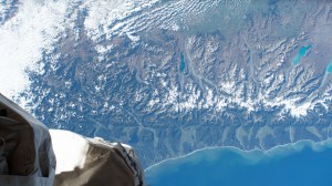 New Zealand's Southern Alps mountain range on the Tasman Sea side of the island nation is pictured from the International Space Station as it orbited 270 miles above.