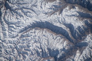 A portion of the Pamir Mountains, a mountain range at the northwest junction of the Himalayas and crossing several Central Asia countries, is pictured from the Interntional Space Station as it orbited 261 miles above Uzbekistan.