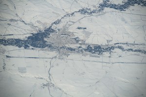 Orenburg, Russia, surrounded by a wintry landscape, the Sakmara and Ural Rivers, and near the border with Kazakhstan, is pictured from the International Station as it orbited 263 miles above the area where Eastern Europe meets central Asia.