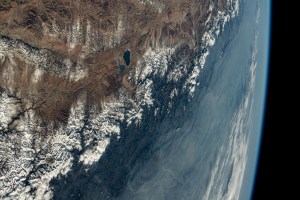 The Himalayas, separating the Indian subcontinent from China, home to the South Asian nations of Nepal and Bhutan, and with Lakes Mansarovar and Rakshastal on the Chinese side, are pictured from the International Space Station as it orbited 261 miles above.