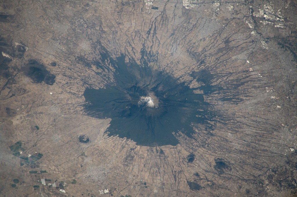 La Malinche, an inactive volcano just west of Mexico City, is pictured from the International Space Station as it orbited off the coast of the Mexican state of Veracruz and 259 miles abovbe the Bay of Campeche.