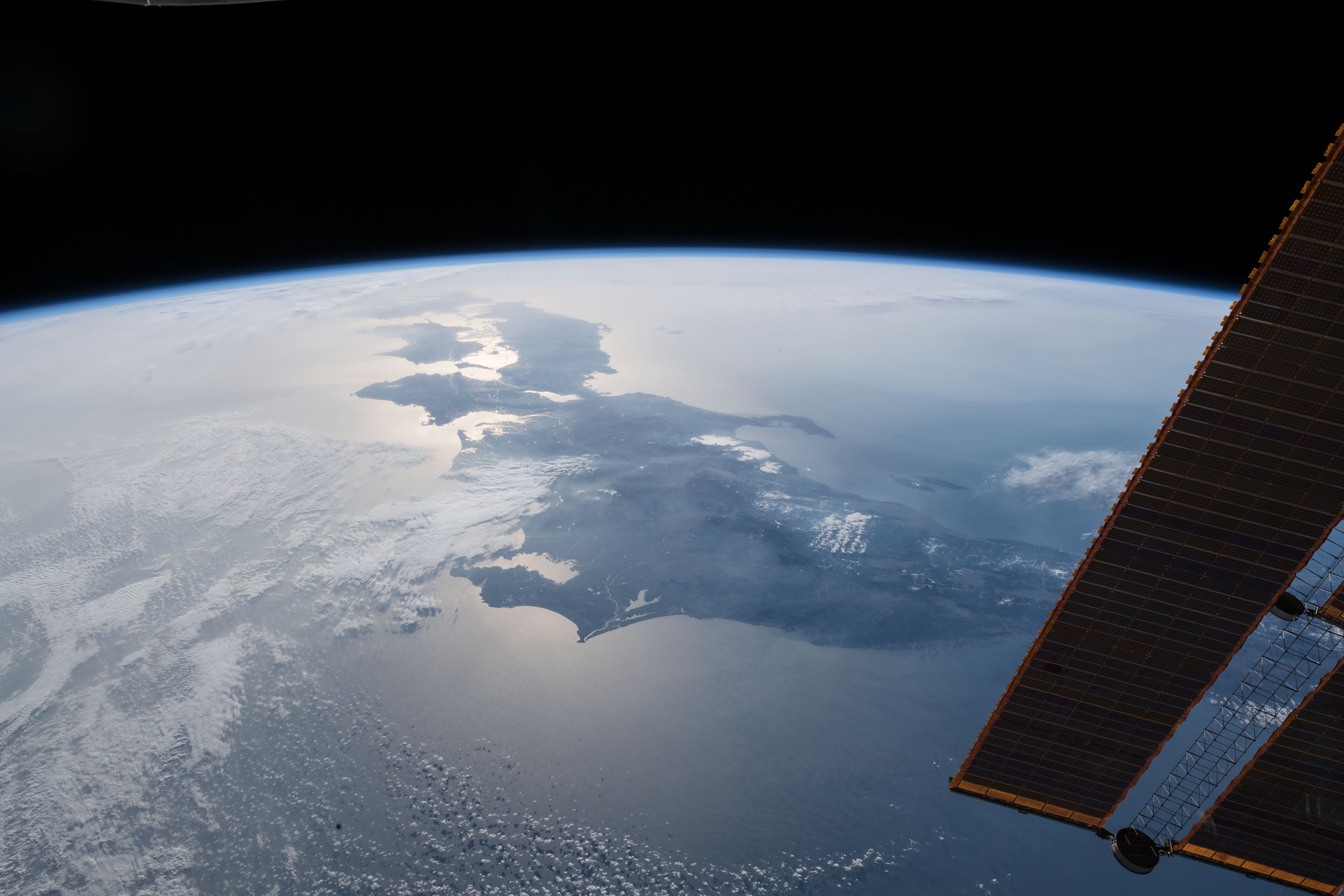 This view of Japan from the International Space Station looks from north to south and encompasses the cities of Tokyo, Nagoya, Osaka, Hiroshima and Fukuoka.