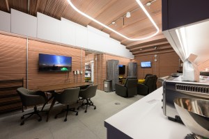 Inside the 3D-printed CHAPEA habitat, a recreational area off the kitchen is available for crew members to enjoy shows and movies together. Credit: NASA/Bill Stafford