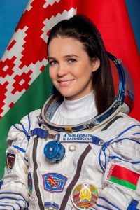 Belarusian cosmonaut and Soyuz MS-25 Flight Engineer Marina Vasilevskaya poses for a crew portrait at the Gagarin Cosmonaut Training Center.