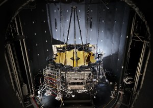 NASA’s James Webb Space Telescope sits inside Chamber A at NASA’s Johnson Space Center in Houston after having completed its cryogenic testing on Nov. 18, 2017. This marked the telescope’s final cryogenic testing, and it ensured the observatory is ready for the frigid, airless environment of space. Credits: NASA/Chris Gunn