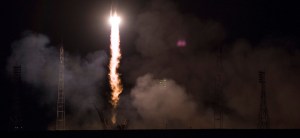 The Soyuz MS-08 rocket is launched with Expedition 55 Soyuz Commander Oleg Artemyev of Roscosmos and flight engineers Ricky Arnold and Drew Feustel of NASA, Wednesday, March 21, 2018 at the Baikonur Cosmodrome in Kazakhstan. Artemyev, Arnold, and Feustel will spend the next five months living and working aboard the International Space Station.