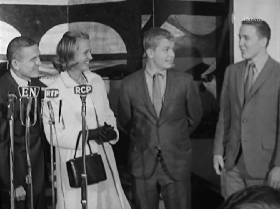 The Bormans, Frank, left, Susan, and sons Edwin and Frederick, hold a press conference in Lisbon, the last stop of their European tour