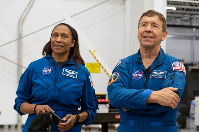 NASA astronauts Jeanette Epps and Michael Barratt, Mission Specialist and Pilot, respectively, for NASA's SpaceX Crew-8 mission, are pictured during a trip to NASA's Kennedy Space Center in Florida ahead of their flight.
