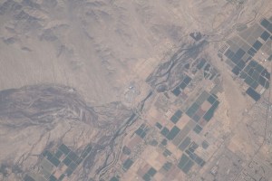 The Phoenix International Raceway is seen in this near overhead shot above Phoenix, Arizona from the International Space Station.