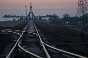 The launch pad is seen just before sunrise, Monday, March 19, 2018 at the Baikonur Cosmodrome in Kazakhstan. Expedition 55 crewmembers Ricky Arnold and Drew Feustel of NASA and Oleg Artemyev of Roscosmos are scheduled to launch at 1:44 p.m. Eastern time (11:44 p.m. Baikonur time) on March 21 and will spend the next five months living and working aboard the International Space Station.