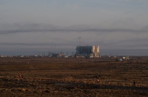 The Soyuz rocket is rolled out by train to the launch pad, Monday, March 19, 2018 at the Baikonur Cosmodrome in Kazakhstan. Expedition 55 crewmembers Ricky Arnold and Drew Feustel of NASA and Oleg Artemyev of Roscosmos are scheduled to launch at 1:44 p.m. Eastern time (11:44 p.m. Baikonur time) on March 21 and will spend the next five months living and working aboard the International Space Station.