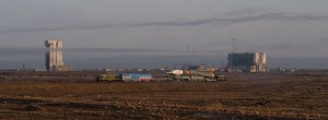 The Soyuz rocket is rolled out by train to the launch pad, Monday, March 19, 2018 at the Baikonur Cosmodrome in Kazakhstan. Expedition 55 crewmembers Ricky Arnold and Drew Feustel of NASA and Oleg Artemyev of Roscosmos are scheduled to launch at 1:44 p.m. Eastern time (11:44 p.m. Baikonur time) on March 21 and will spend the next five months living and working aboard the International Space Station.